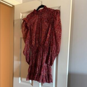 MISA Red Paisley Long Sleeve Dress